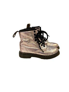 Dr. Martens Junior 1460 Kid's Pink Crinkle Metallic Lace-up Side Zip Boots 11
